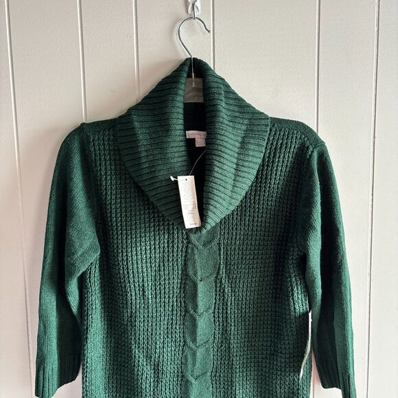New York & Company Woman's Small Green Shimmer Cowl Neck Pullover Sweater #W - Picture 4 of 8